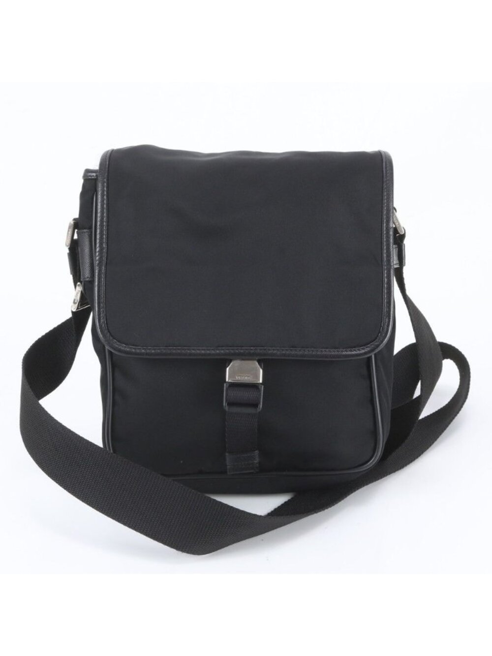 Prada Tessuto Nylon Triangle Logo Leather Shoulder Bag Crossbody Messenger